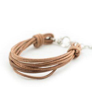 Tan Leather Strand Bracelet